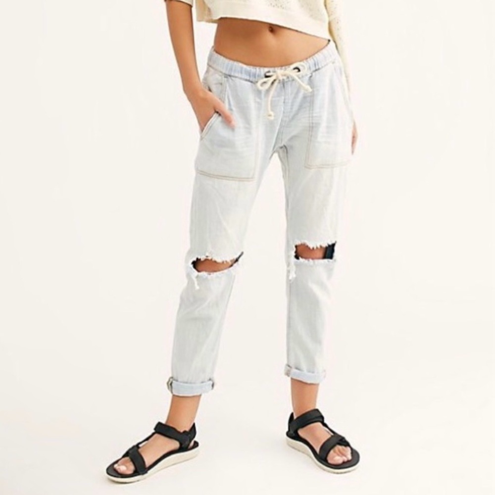 One Teaspoon Shabbies Drawstring Boyfriend Distressed Denim Jean Brando XS